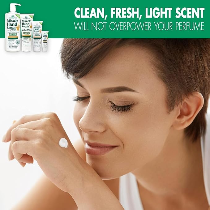 Miracle Hand Repair Cream (8 oz & 1 oz) Healing Aloe Vera Lotion for Dry, Cracked Hands with 60% Ultra Aloe Gel - Moisturizes, Softens, and Repairs - Non-Greasy, Lightly Scented