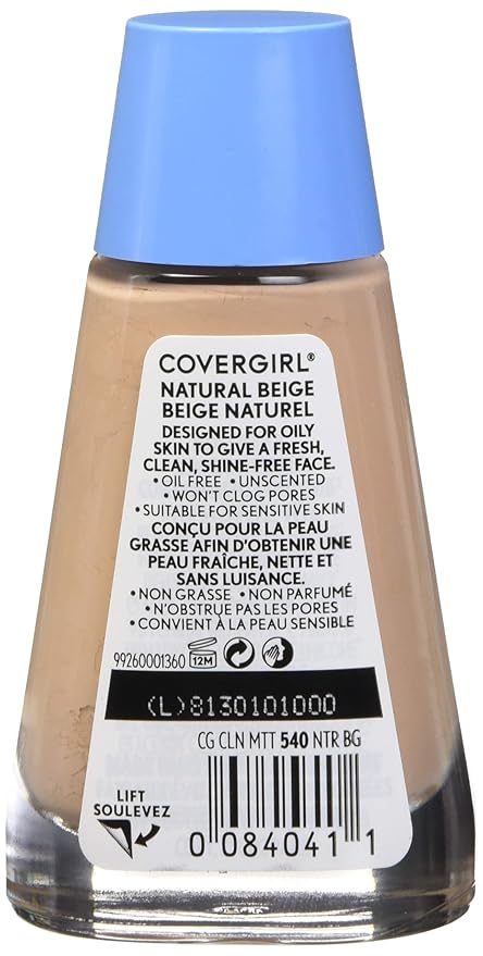 COVERGIRL Clean Matte Liquid Foundation, 540 Natural Beige, of 1) 1 oz
