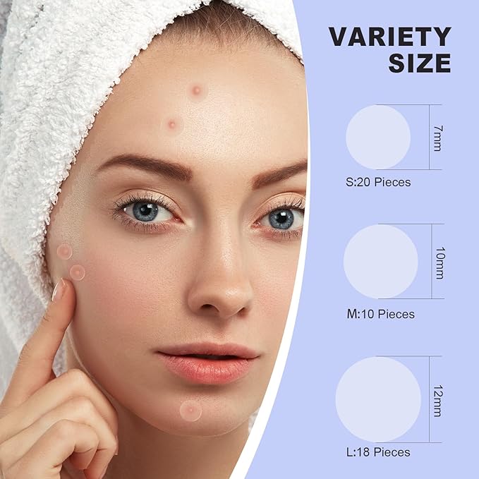 Pimple Patches for Face, Hydrocolloid Pimple Acne Patch for Covering Zits and Blemishes, Spot Stickers for Facial Skin Care (48 Count)