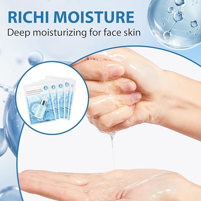 Facial Masks Skincare for Women,Salicylic Acid Moisturize Face Mask Sheet for Girl,Hydrating Face Mask for All Skin Types,Dry Skin & Sensitive Skin(10-Packs)