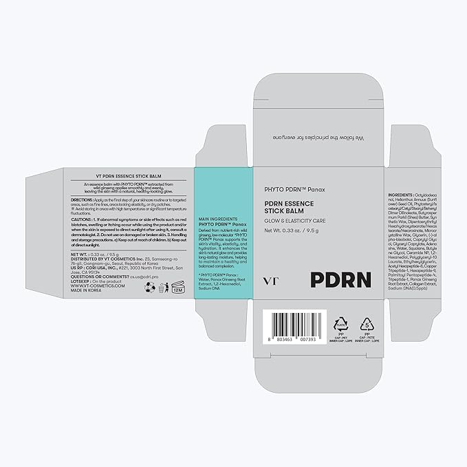 VT COSMETICS PDRN Essence Stick Balm, PDRN Collagen Multi Wrinkle Stick, All-in-One Eye & Neck Treatment, Glow Makeup Base & Face Treatment Balm, Plumping, Fine Lines (0.33 oz.)