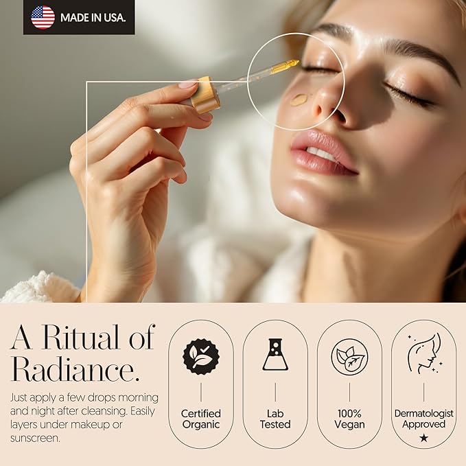 100% Organic Tsubaki Face Oil & Under-Eye Serum. With Jojoba, Calendula, & Rice Bran - Hydrating & Brightening for Glowing Skin, Dark Spots & Even Skin Tone, Moisturizing Anti Aging Serum by Finally