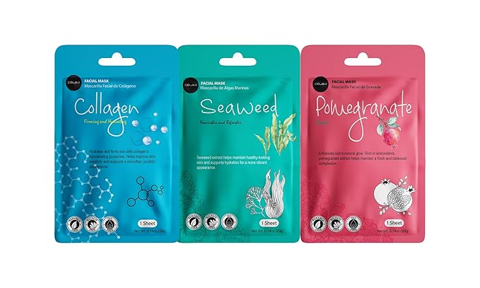 Celavi Essence Facial Sheet Face Mask Variety Set Classic Authentic Korean Moisturizing Skincare (48 Count (Pack of 1))