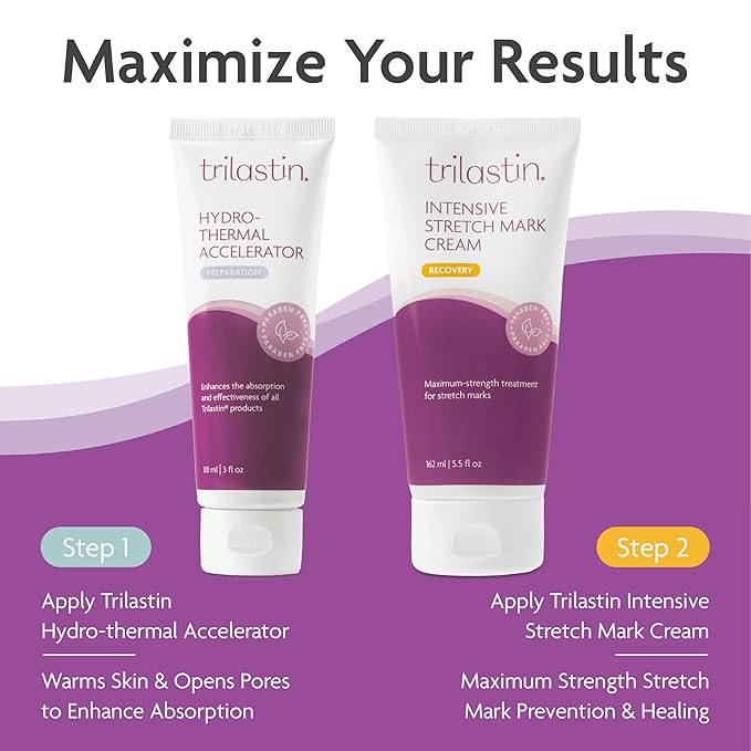 TriLASTIN Stretch Mark Cream for Pregnancy - 5.5 Oz Tube - Vitamin-Infused Cocoa Butter Formula - Intensive Scar Treatment - Hypoallergenic & Paraben-Free