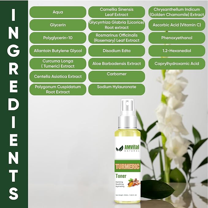 Turmeric Toner for Oily Skin - Natural Dark Spot Solution - Effective for Dark Spots and Acne - Revitalize and Balance with Herbal Ingredients