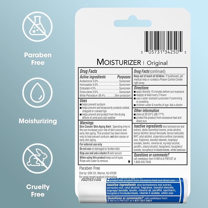 ChapStick Moisturizer 2-in-1 Lipcare 5-Pack (SPF 12 & 15) – Original Lip Balm with Broad Spectrum SPF, Aloe & Vitamin E, 0.15 Oz Ea