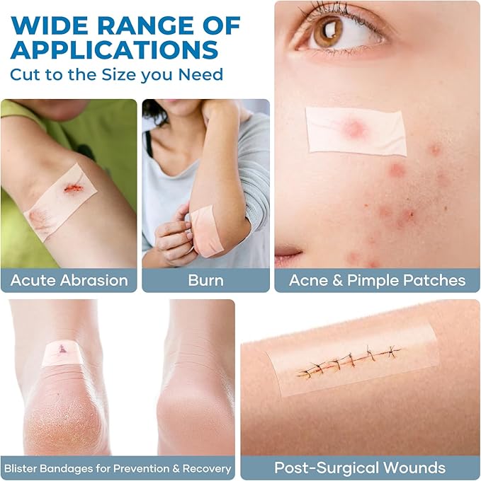 Hydrocolloid Bandages Roll: 2in x 16ft Ultra Adhesivas & Absorbent & Waterproof Large Hydrocolloid Patches for Wound Care - Hydro Seal Wound Healing Hydrocolloid Dressing Bandaid Tape