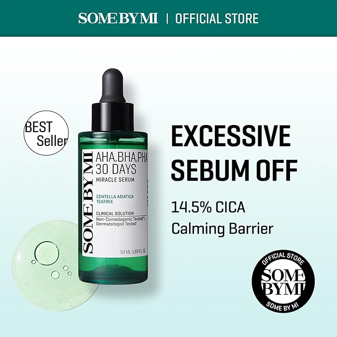 SOME BY MI AHA BHA PHA 30 Days Miracle Serum - 1.69oz, 50ml - Daily Centella Ampoule Serum with Niacinamide for Soothing, Calming and Clear Skin - Pore, Sebum and Blackhead Care - Korean Skin Care