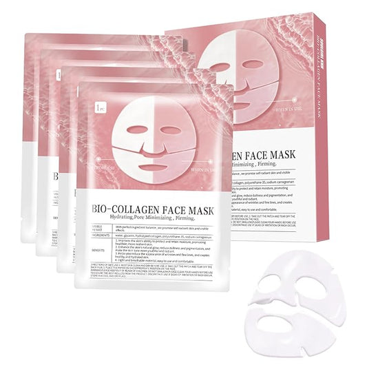 Collagen Face Mask Overnight, Collagen Deep Hydrating Mask, Korean Anti Wrinkle Lifting Face Mask, Original Collagen Hydrogel Sleeping Mask, Elasticity Improvement, Creating Glass Skin (4 Pack)