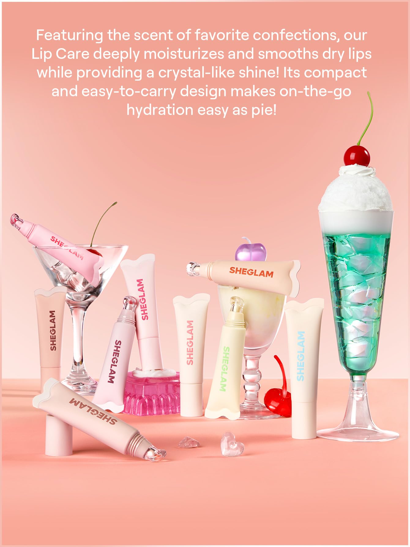 SHEGLAM Crystal Glaze Moisturizing Lip Gloss Hydrating Jelly Long Lasting Waterproof Plumping Lip Gloss-Watermelon Sorbet