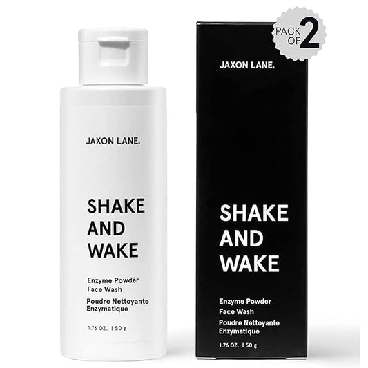 SHAKE AND WAKE Exfoliating Powder Face Wash w/Papaya Enzymes Powder, Aloe Vera, Vitamin C, Vitamin E, Niacinamide Serum, AHA | Anti Aging Deep Pore Cleanser for Acne Prone Skin (2 Bottles)