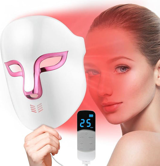 LED Light Therapy Face Mask,FSA/HSA Eligible,Red Light for Wrinkle Blue Light for Acne,4 Colors Face Mask with Timing Function