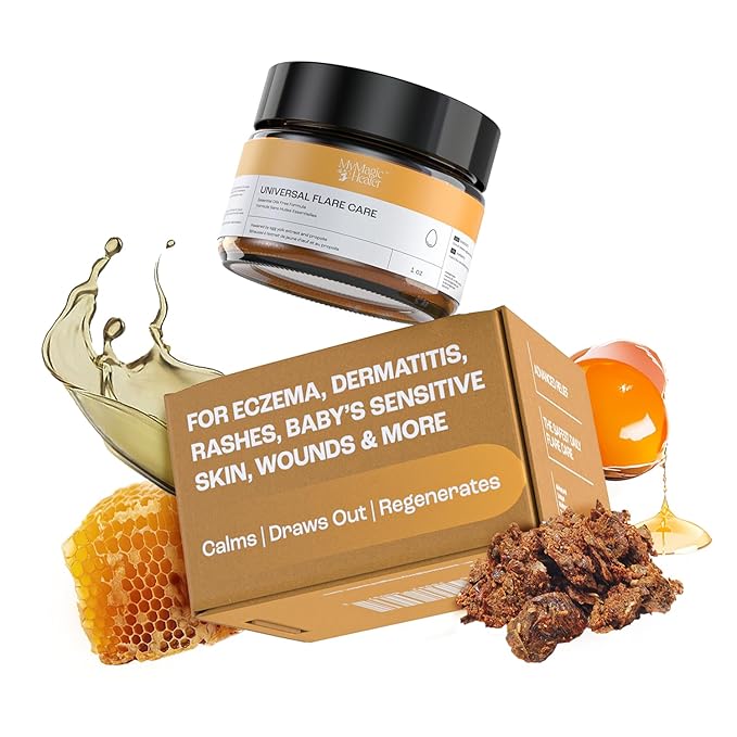 Universal Flare Care | Essential Oil Free | Relief for Rashes, Eczema, Psoriasis, Hidradenitis Suppurativa, Impetigo, Dermatitis, Wound Care, Sensitive Skin w/Propolis & Egg Yolk 1 oz