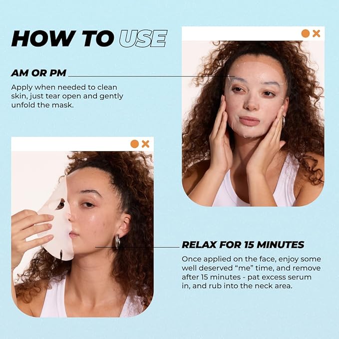 Vitamasques Biodegradable Coconut Face Mask, Hydrating Hyaluronic Acid, for All Skin Types (Pack of 3)