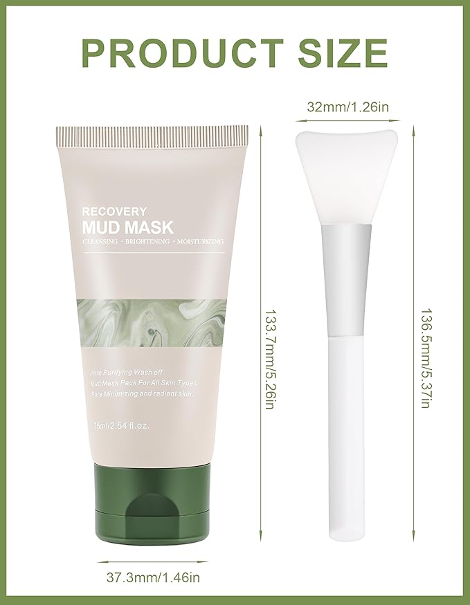 Erinde Recovery Mud Mask - Korean Wash Off Clay Mask for Face & Body, Hydrating & Moisturizing, Deep Pore Cleanser, Oil Control & Pore Minimizer, 2.54 fl oz