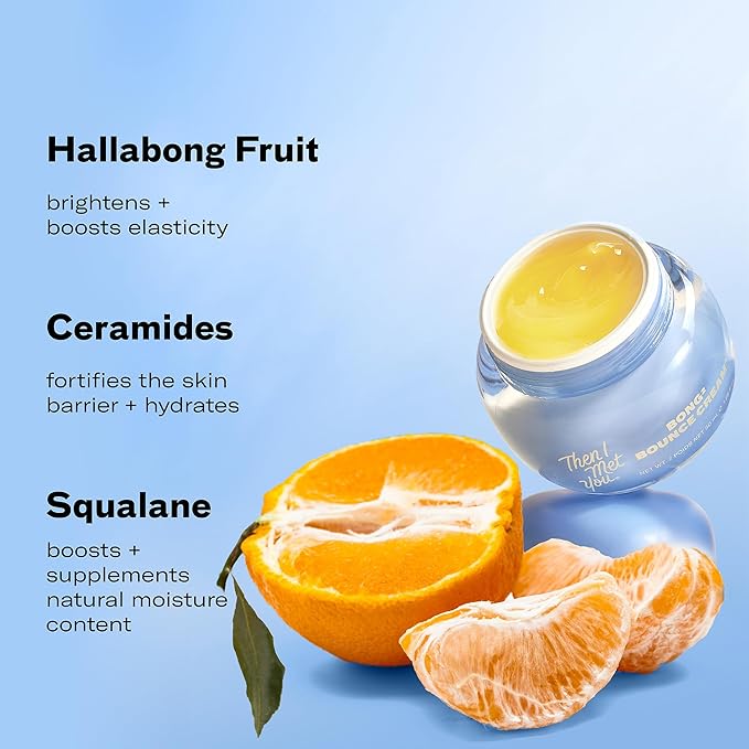 Then I Met You Bong² Bounce Cream, Lightweight Gel Cream Barrier Moisturizer with Hallabong Extract, Omega-3 Fatty Acids, Squalane, and Ceramides, Cruelty-Free, Hydration for Oily Skin, 1.69 fl oz