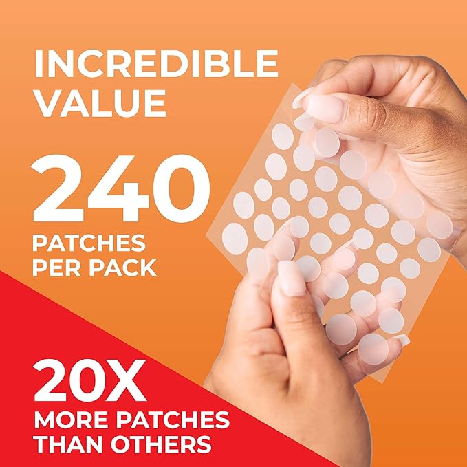 Pimple Patches for Face (240 Patches), Hydrocolloid Acne Patches, Pimple Patch Pimple Stickers, Hydrocolloid Patch Acne Dots Acne Pimple Patches For Face, Zit Patches, Acne Spot Treatment