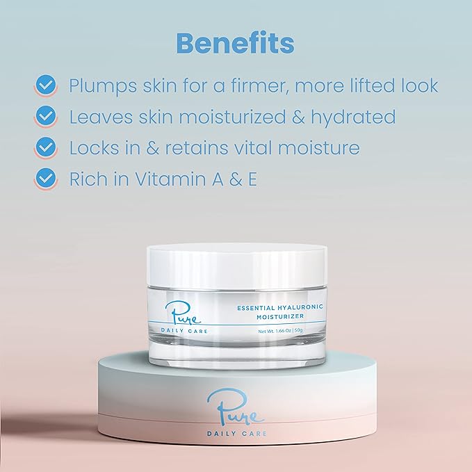 Pure Daily Care Essential Hyaluronic Moisturizer (1.66 Oz) - Hydrating Silicone-Free Daily Clean Beauty Face Cream For All Skin Types