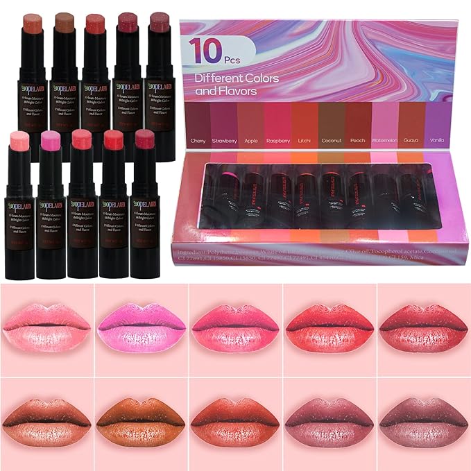 10 Pack Tinted Lip Balm With Lips