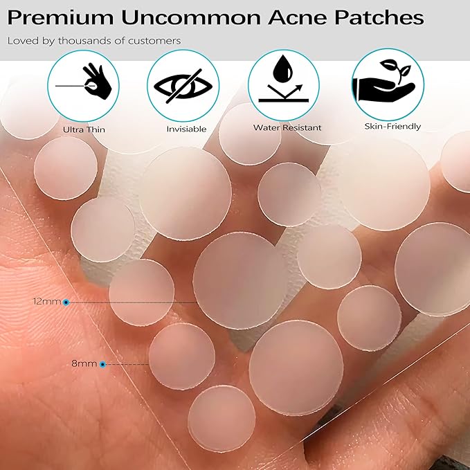 Acne Pimple Patches Invisible for Face Forehead, 12mm/9mm Hydrocolloid Acne Patches Stickers with Tea Tree Oil to Fast Relieve Zits, Acnes (5 Sheets/180 Patches)
