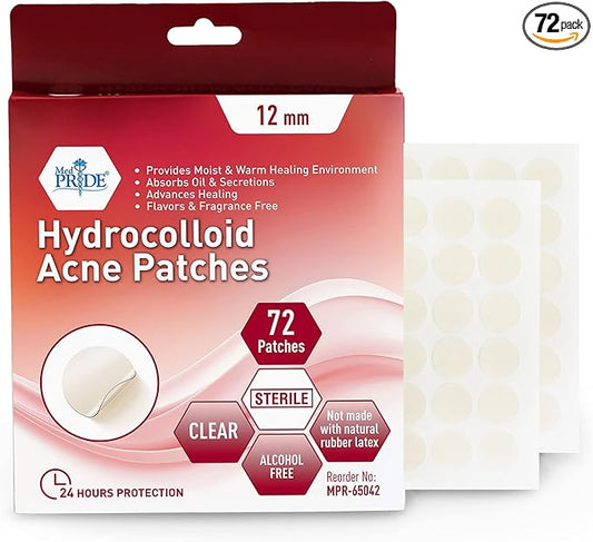 MED PRIDE Hydrocolloid Spot Bandages Pimple Patches 72 Count Clear Sterile Overnight Spot Patches for Pimples & Zits