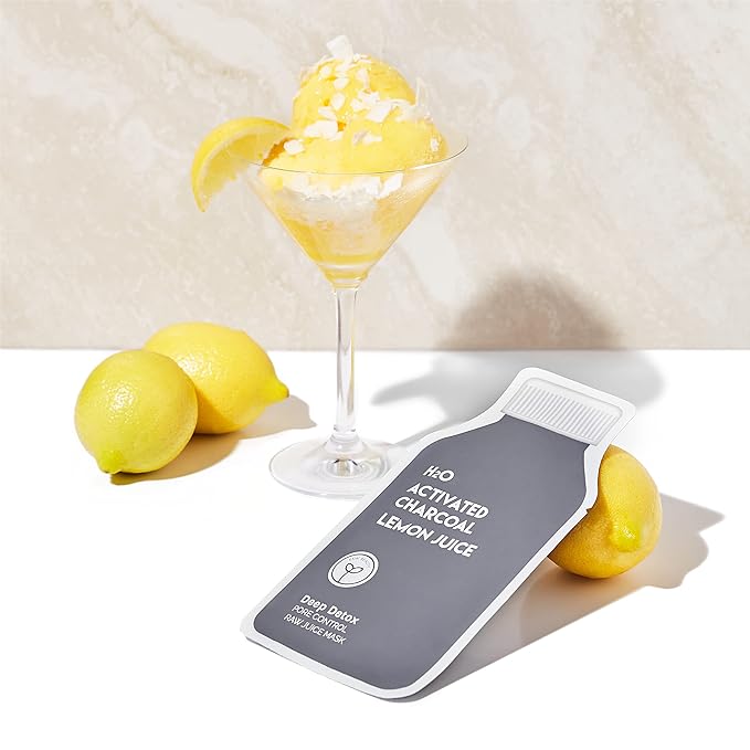 ESW Beauty Deep Detox - Pore Control Raw Juice Face Mask (6-Pack) - Clarifying with Activated Charcoal, Lemon Juice & H2O for Acne-Prone Skin - Detoxifies & Minimizes Pores