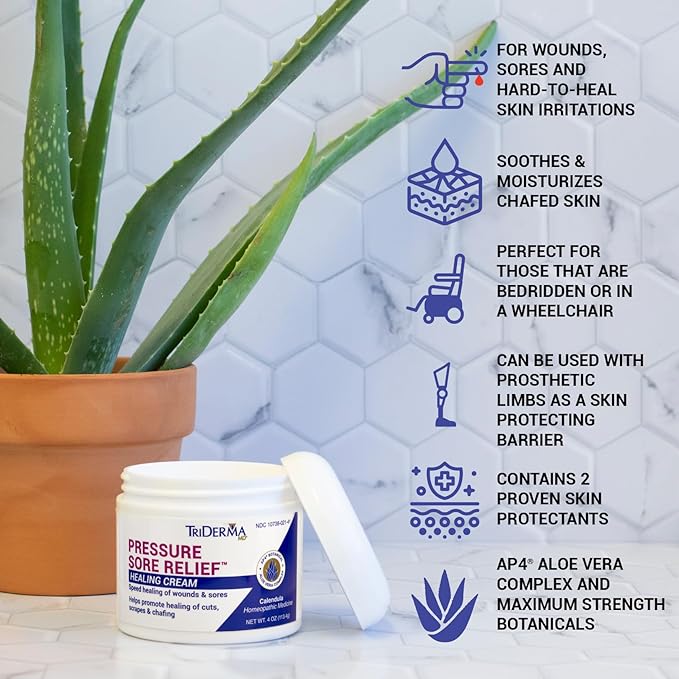 TriDerma Pressure Sore Relief Healing Cream Pack of (4) 4 Ounce Jars