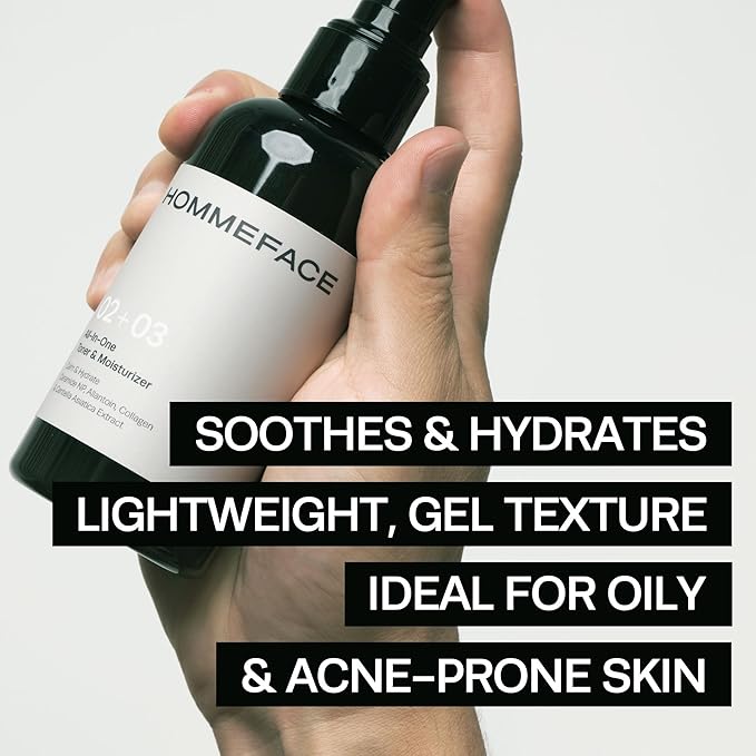 HOMMEFACE All-in-One Face Toner & Moisturizer for Men, 5.07 fl. oz., Lightweight, Alcohol-Free, After Shaving, for Dry, Combination & Oily Skin