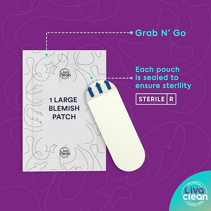 20 CT LivaClean Large Hydrocolloid Acne Patches - for Pore Spots Nose Face Cystic Pimple Zit Patch - Big Pimple Patches Hydrocolloid Bandages Strips