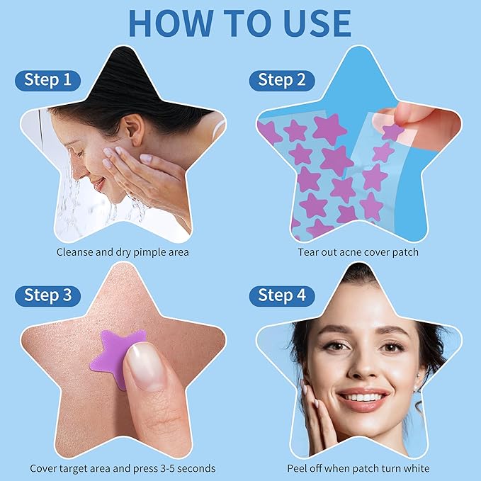 Pimple Patches for Face, 3 Size 280 Counts Hydrocolloid Acne Patches, Cute Star Pimple Stickers with Salicylic Acid, Tea Tree Oil & Calendula Oil, for Covering Zits and Blemishes