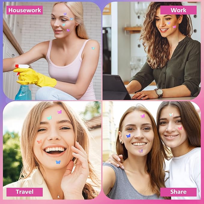 Acne Pimple Patches for Face (160 Counts), Hydrocolloid Acne Patches with Tea Tree Oil and Calendula Extract, Cute Colorful Butterfly Shape Spot Stickers for Skin Care, Zit Patches