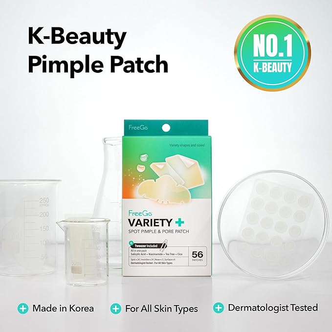 FreeGo Hydrocolloid Acne Patches for Face, Large Pimple Patches for Breakouts, Zit, Blemish Spot, Facial Stickers, Korean Pimple Patches