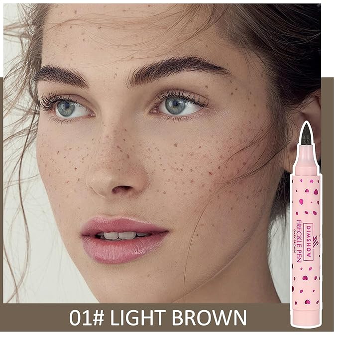 Erinde 2PCS Freckle Pen, Natural Lifelike Freckle Makeup Light Brown