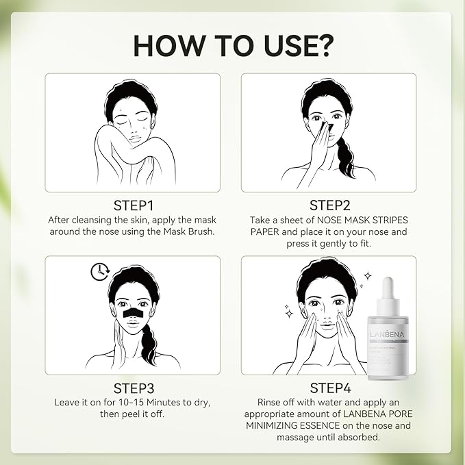 LANBENA Upgraded 2.0 Bamboo Charcoal Blackhead Remover Mask - 60 Nose Strips, Peel off & Purify Pores, Deep Cleanse for All Skin Types