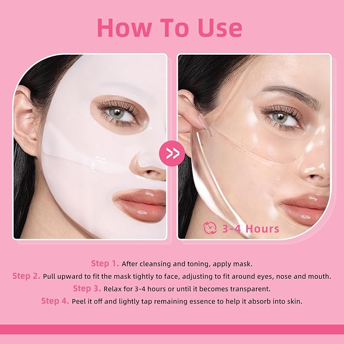 Collagen Face Mask: Deep Collagen Overnight Mask, Anti Aging Lifting Mask, Hydrating Face Mask for All Skin Types, Pore Minimizing, Elasticity Skin, 5 Pack