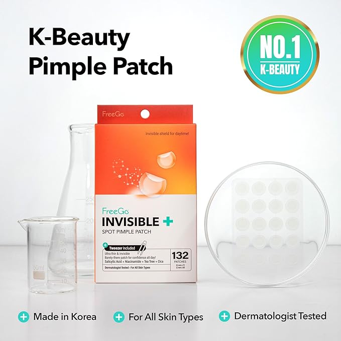 FreeGo Hydrocolloid Acne Patches for Face, Large Pimple Patches for Breakouts, Zit, Blemish Spot, Facial Stickers, Korean Pimple Patches