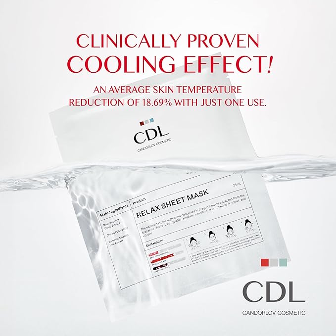 Relax Sheet Mask, 25mlx5pcs, Soothing Cooling Face Mask, Reduces Redness Swelling, Moisturizing Sheet Mask, Irritation-Free with Natural Ingredients with Pumpkin Extract & Dragon’s Blood