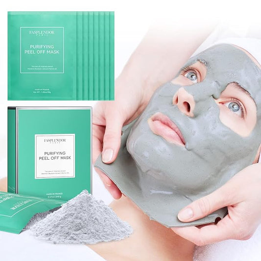 Tea Tree Peel-Off Jelly Face Mask Powder, Professional Spa-Quality Alginate Facial Mask for Deep Cleansing, Blackhead & Acne Removal, 8 Sachet, Made in France