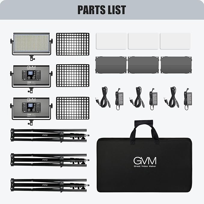 GVM 1500D RGB LED Video Light with Softbox, 75W Video Lighting Kit with Bluetooth Control, 3 Packs Led Panel Light for Photography, YouTube Studio, Broadcasting, 18 Kinds Lighting Scene