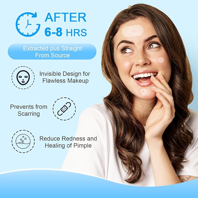 AUSLKA Large Pimple Patches for Face (5 Sizes 500 Patches), XL Hydrocolloid Pimple Patch, Big Hydrocolloid Zit Spot Patches for Breakouts, Body, Cheek, Forehead, Chin and Back