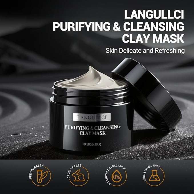 Purifying Kaolin Face Mask - Blackhead Remover and Oil Control for Sensitive/Oily/Dry Skin | Deep Recovery Clay Facial Mask with Bentonite | Detox Scrub and Pore Cleaner, 10.5oz/300g