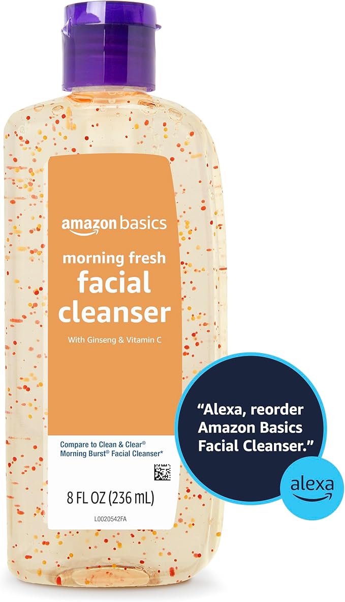 Amazon Brand - Solimo Morning Fresh Facial Cleanser with Ginseng and Vitamin C, 8 fl oz