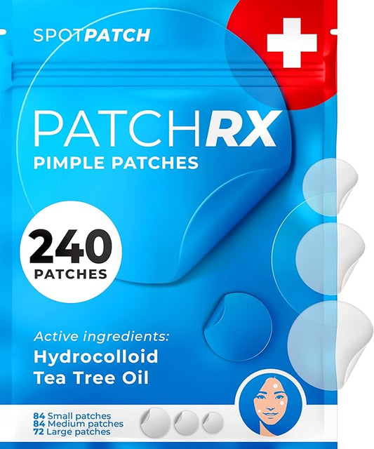 Pimple Patches for Face (240 Patches), Hydrocolloid Acne Patches with Tea Tree Oil, Pimple Stickers - Acne Pimple Patches For Face - Zit Patches