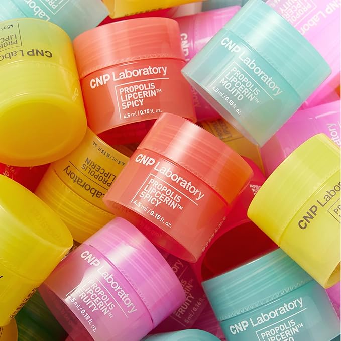 CNP Honey Lip Butter Mini Set – Propolis Lipcerin™ Travel-Size (4 Flavors), Hydrating Overnight Manuka Lip Balm & Mask, 12hr Long-lasting Moisture, Korean Skincare, 0.15 fl.oz. x 4 ea