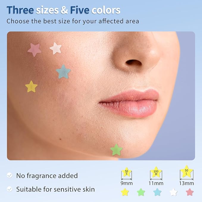 Pimple Patches for Face, Colorful Hydrocolloid Acne Patches for Covering Zits and Blemishes, 3 Sizes of Ultra-Thin Spot Patch for All Skin Types(200 Counts)