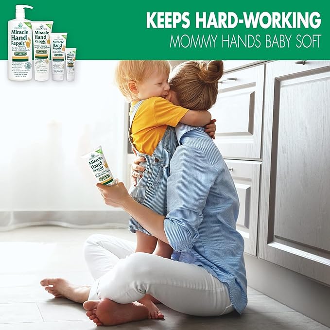 Miracle Hand Repair Cream (8 oz & 1 oz) Healing Aloe Vera Lotion for Dry, Cracked Hands with 60% Ultra Aloe Gel - Moisturizes, Softens, and Repairs - Non-Greasy, Lightly Scented