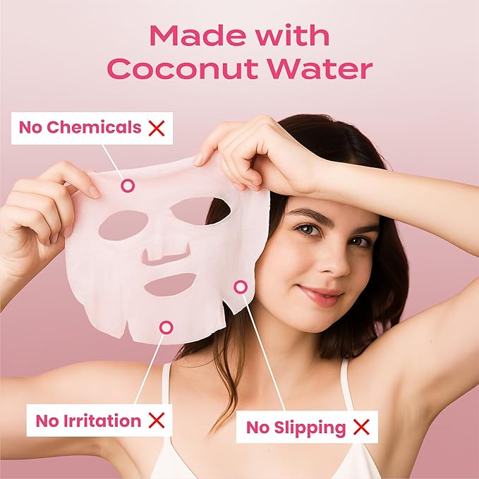 Body Restore Natural Collagen Face Mask 5 Pack – Korean Skin Care Sheet Mask with Fermented Coconut Water – Birthday Gifts for Women & Men, Support Deep Moisture, Dry Skin, Clean Beauty - Anti-Aging