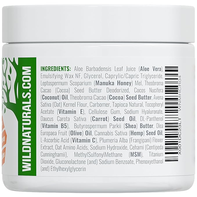 Wild Naturals Manuka Honey Moisturizer for Dry, Sensitive Skin – Eczema Relief Face Cream – Soothing Cream for Redness & Irritation – Face, Hand & Body Moisturizer for Women & Men