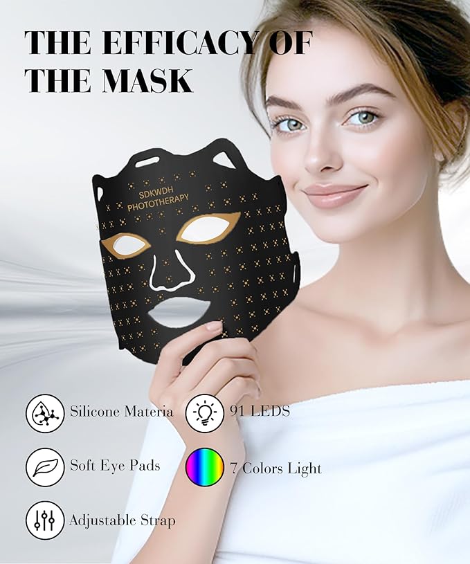 Red Light Therapy for Face, 7 Colors LED Face Mask Light Therapy At Home, Led Face Mask Light Therapy