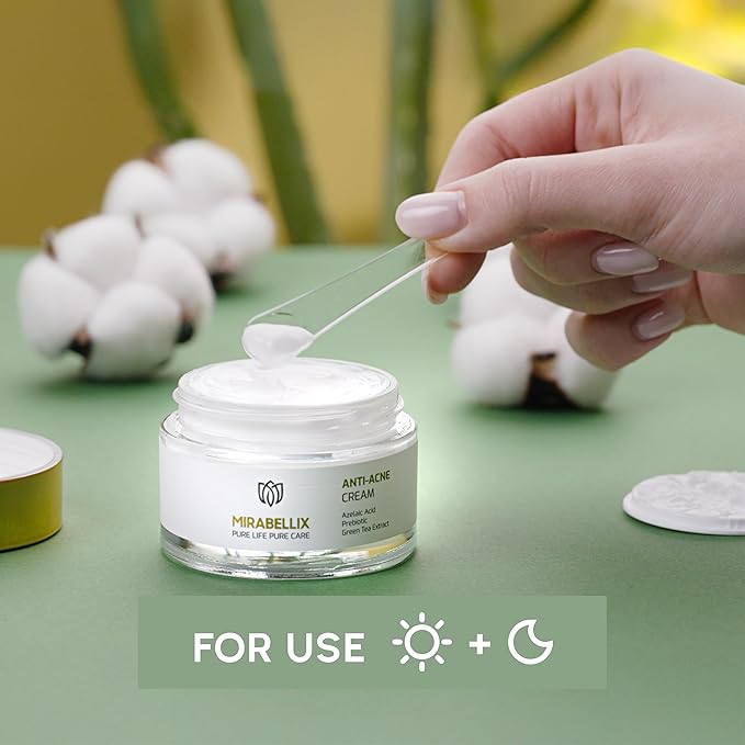 Anti-Acne Cream with %1 Azelaic Acid, Niacinamide, Prebiotic & Green Tea Extract, Oil Control & Skin Barrier Repair, 50ML for Oily & Acne-Prone Skin